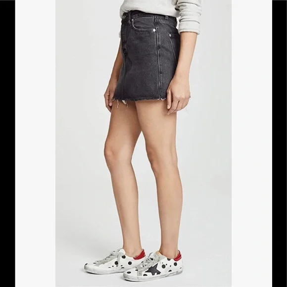 Free People Rugged ALine Denim Skirt in black size 27 OB823235 - Picture 4 of 15